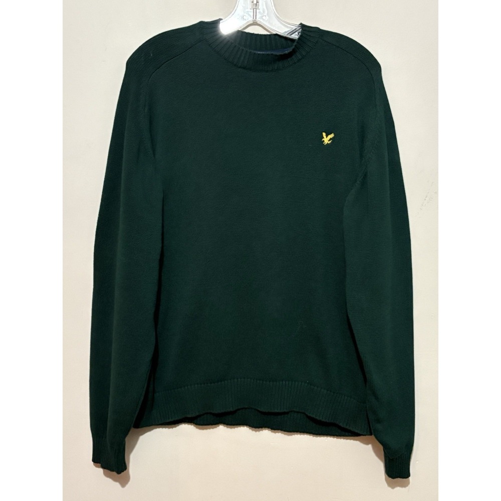 Lyle & Scott Mens Size XL Sweater 100% Combed‎ Cotton Green Crew Neck Scotland